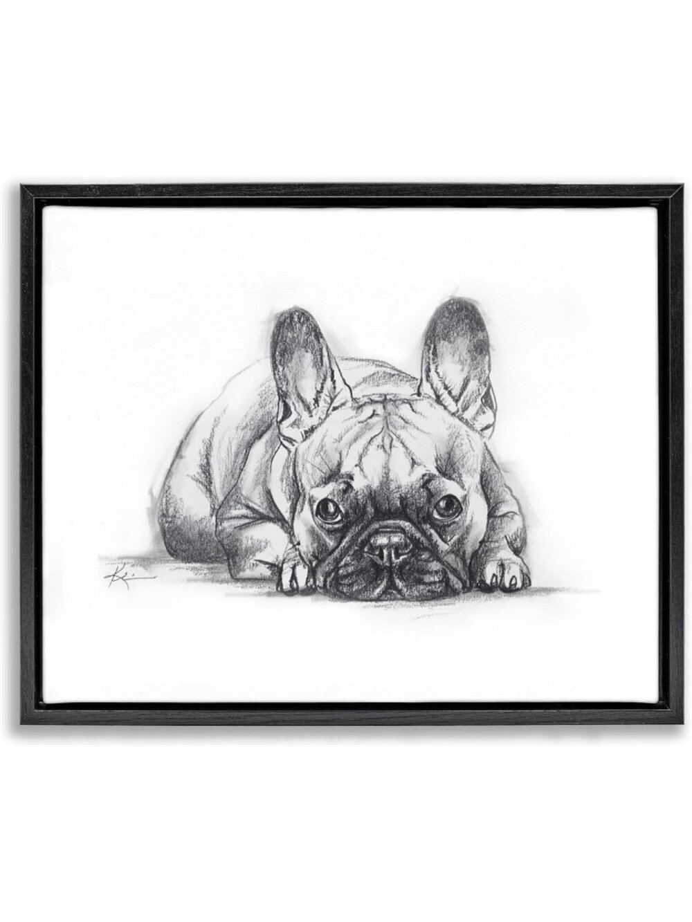 Cozy French Bulldog Canvas Art, 25x31 Inch Floater Frame, Perfect for Pet Lovers